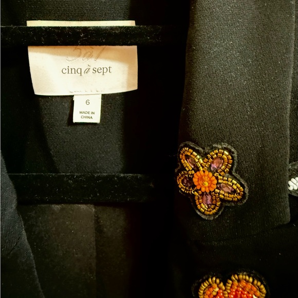Cinq à Sept Venus Blazer in Black  with Floral Embroidery - Picture 7 of 8
